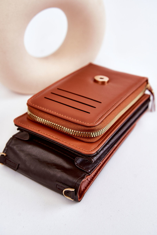 Módní kabelka peněženka 2v1 s embosováním hněde Savano