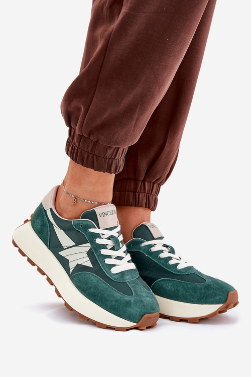 Dámské Sportovní Boty Z Semiše Na Platformě 66720 Zelené Vinceza