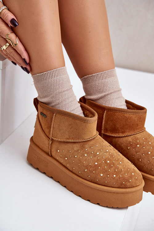 Snehové topánky so zdobením na platforme Big Star OO274A104 Camel
