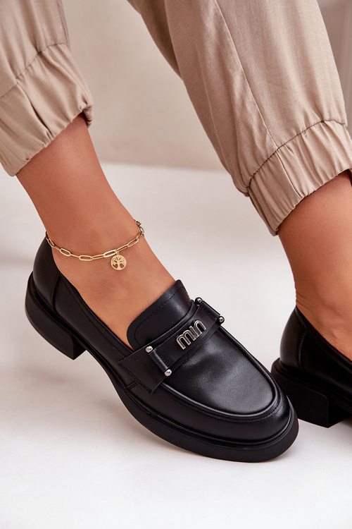 Elegantní Dámské Mokasiny Z Přírodní Kůže Černé Vinceza 91114