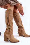 Dámske semišové topánky Cowboy Boots Lewski 3094/F Dark -Beige