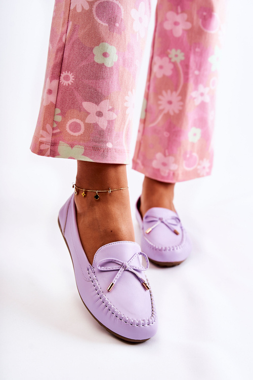 Dámske kožené mokasíny s Aurila Purple Bow