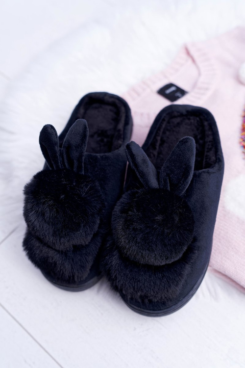 Klasické dámske papiere s králičím čiernym hechom