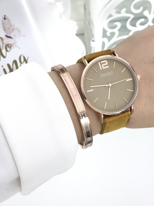 Dámske hodinky Ernest Manon žltý semiš