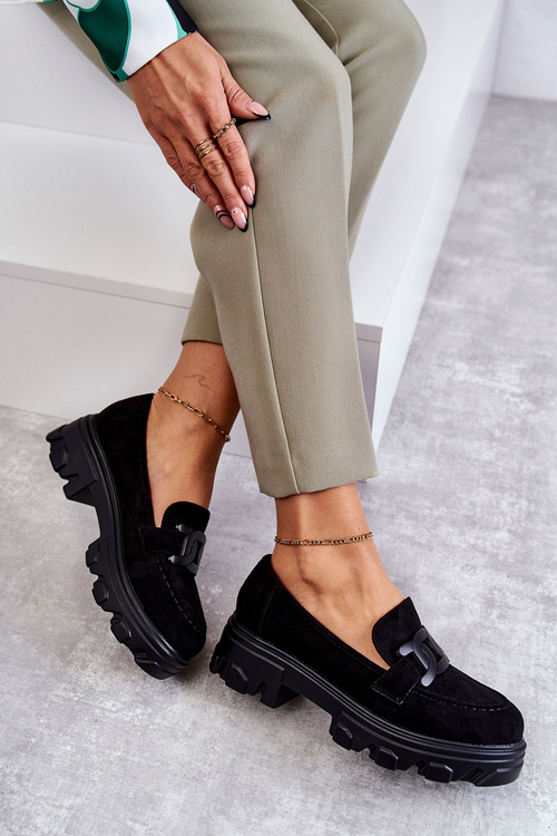 Dámske semišové topánky na platforme Czarne Janne