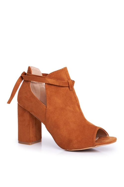 Dámské Kotníkové Boty Peep Toe Camel Grays