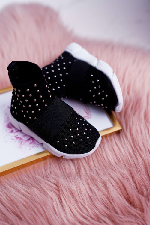 Detská mládežnícka športová obuv skĺzla čiernu delmu