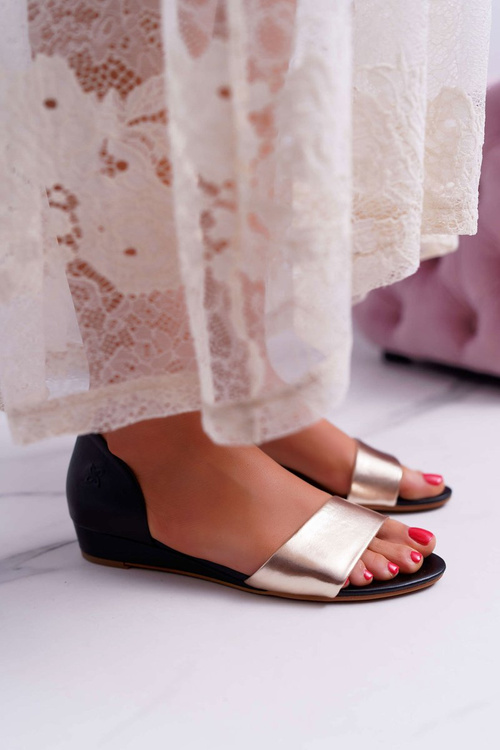 Kožené Sandály Maciejka 1971-46 Cerné-Zlaté