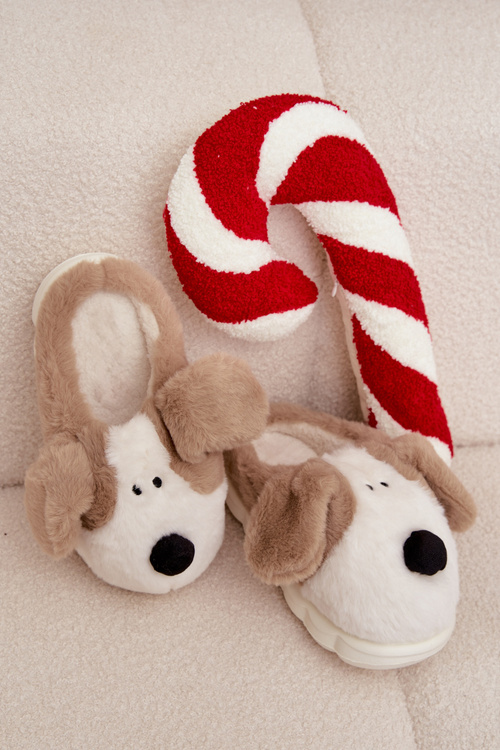 Kožešinové dámské pantofle pejskové béžové Faylen