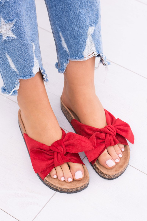 Dámské červené Papuče Na Korku Mašle Dominica