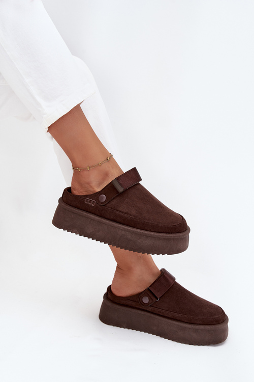 Dámske snehule na platforme s suchým zipsom čokoládové Jorielle