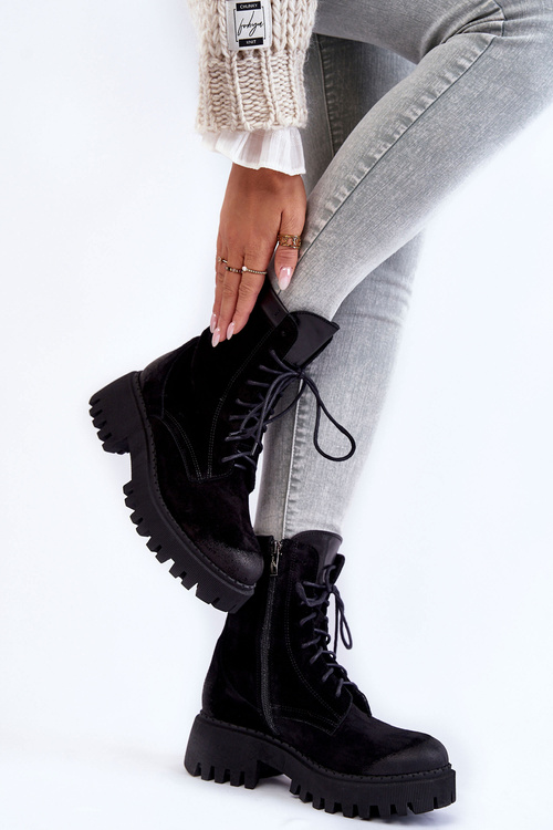 Klasické semišové teplé boty Černé Caima