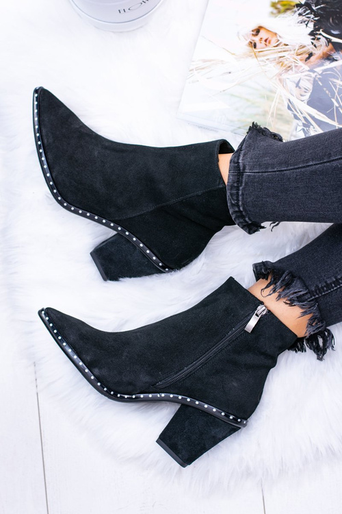 Kožené semišové černé dámské kotníkové boty se zipem Sonoma