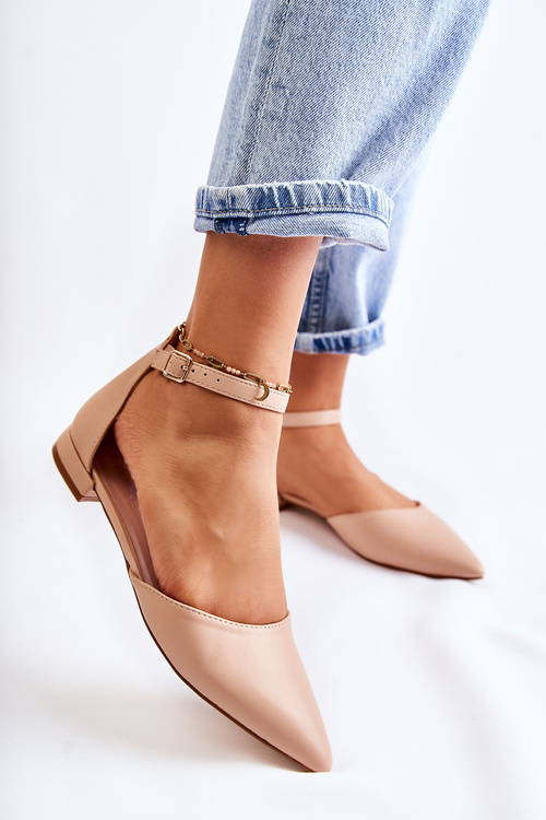 Dámské kožené balerínové sandály Ve Szpici béžove Caprise