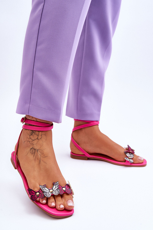 Dámske sandále s dekoratívnymi motýľmi fuchsja Jeane