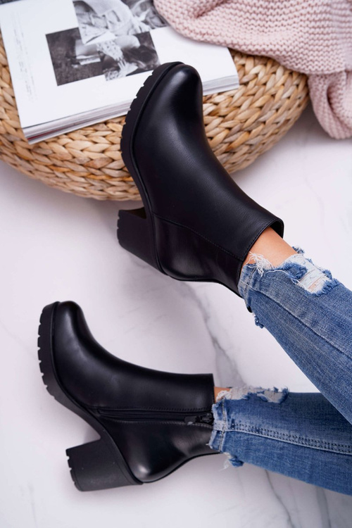 Dámské Kotníkové Boty Na Podpatku Černé Veba