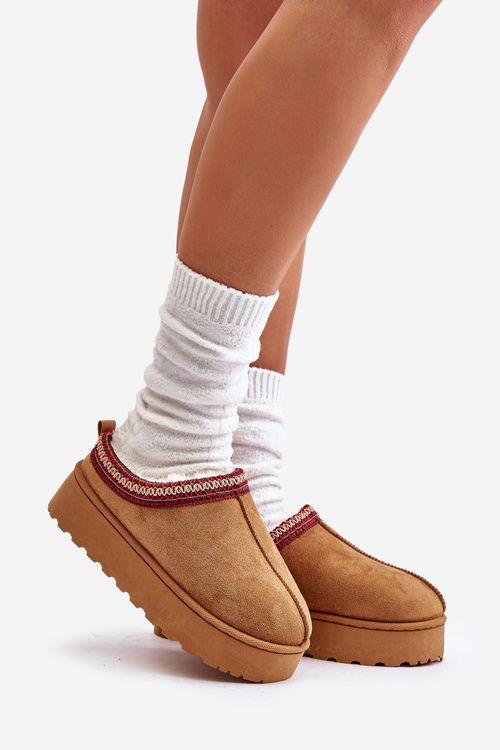 Dámské Sněhule Na Platformě Zateplené Kožíškem Camel Remenia