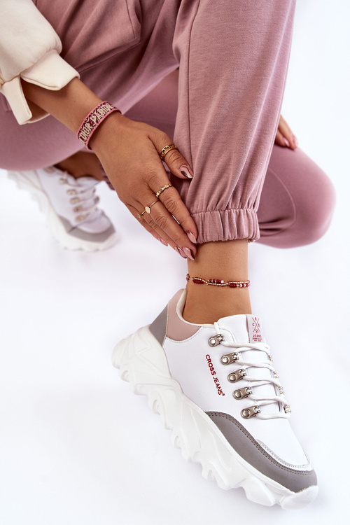 Dámske tenisky na krížových džínsoch KK2R4071C Biela platforma