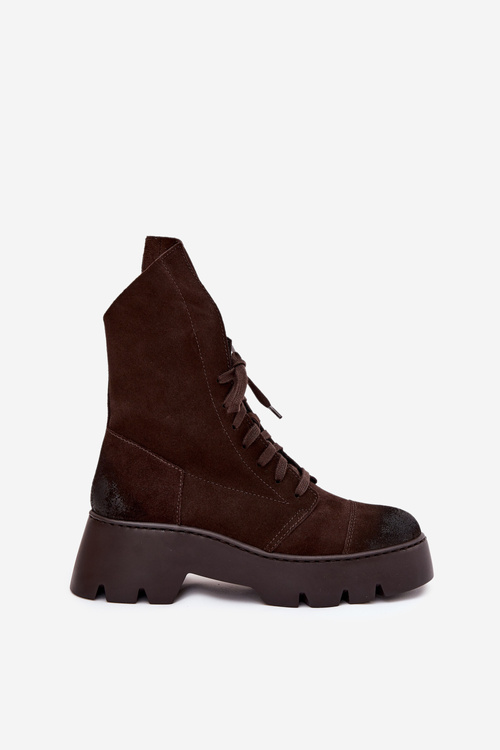 Dámske Workery Z Prírodného Brúseného Semišu Zazoo 976 Čokoládové