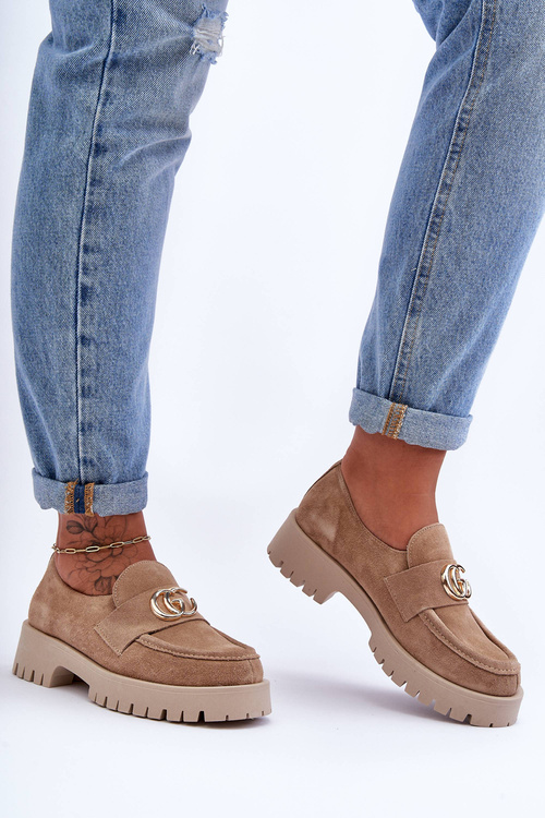 Dámske semišové topánky s dekoráciou Beige Rosefalls