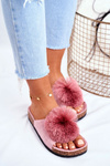 Dámské Papuče Na Korku s Bambulí Růžové Galaxo