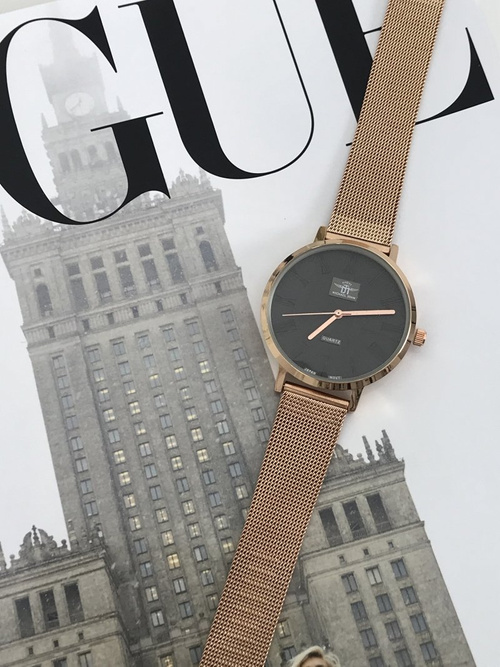 Dámske hodinky Michael John Elis Pink Gold / Grey Shield