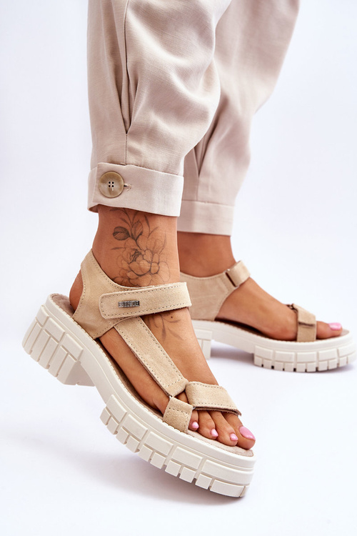 Dámské semišové sandály Big Star LL276036 Béžová