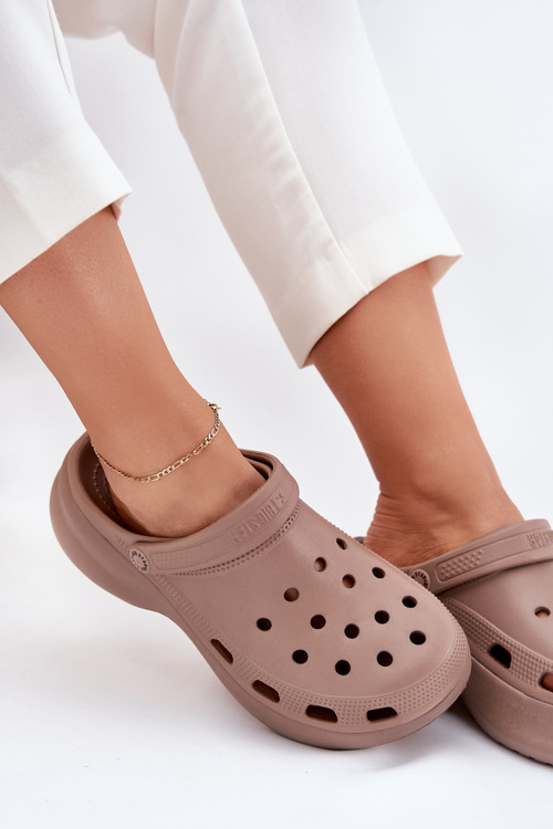 Dámske Pěnové Sandále Na Masívnej Podošve Big Star RR274A121 Tmavobežové