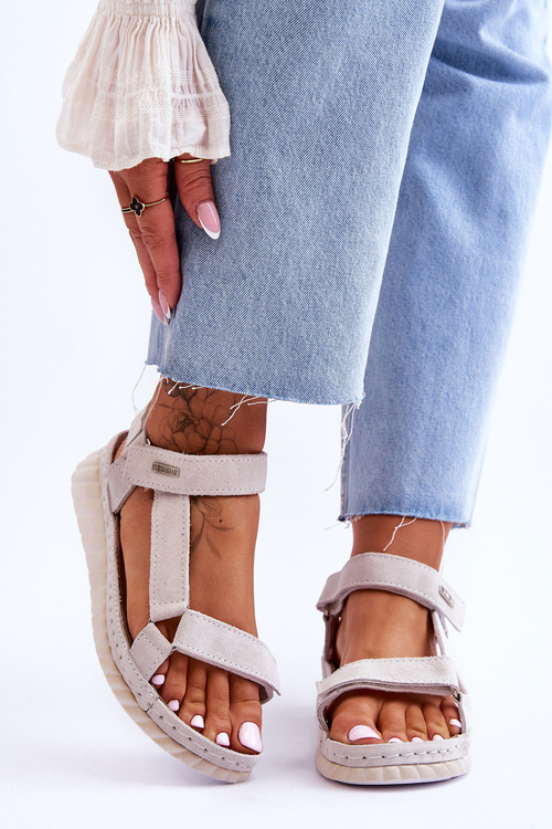 Big Star semišové sandály na suchý zip LL276014 Bile