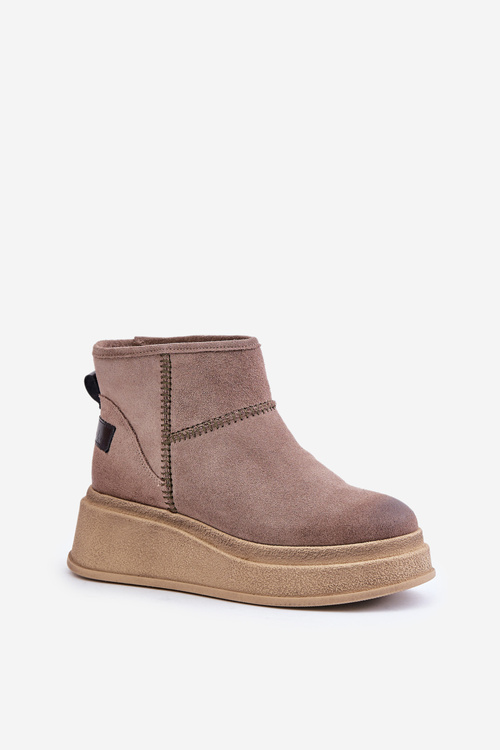 Kožené Semišové Snehule Na Platforme A Klíne Hnedé Maciejka 06769-02 Tmavo hnedé