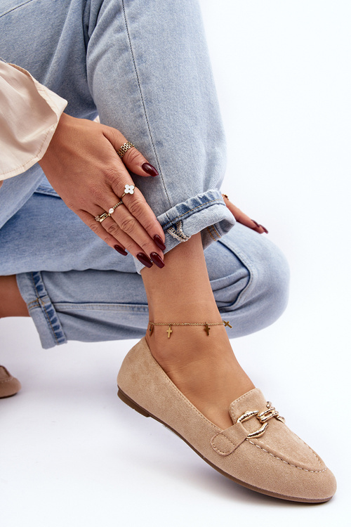 Ženské mokasíny s béžovou dekoráciou Ghana