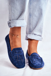 Dámska otvorená práca Moccasins S. Barski Navy Blue