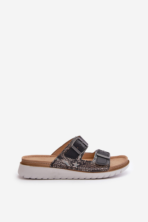 Dámské Pohodlné Pantofle S Přezkami Černé Inblu CN000033