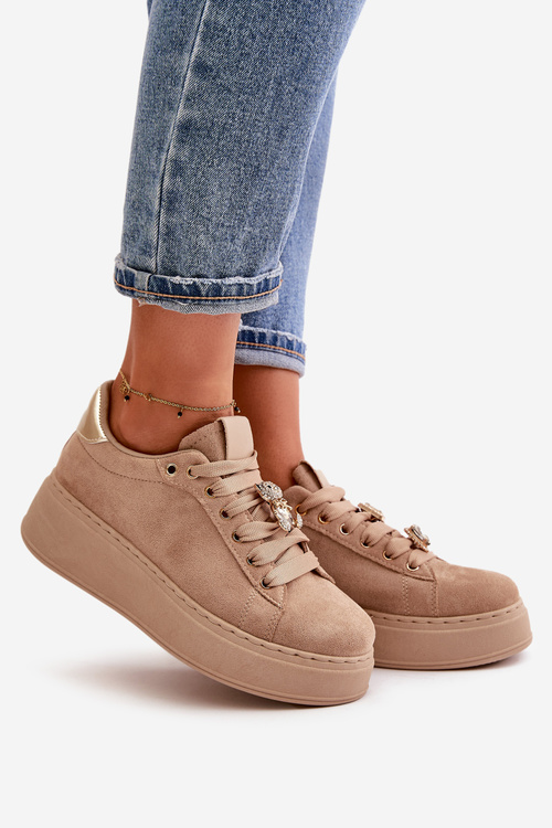 Dámské tenisky na platformě s medvídkem béžové Vailina