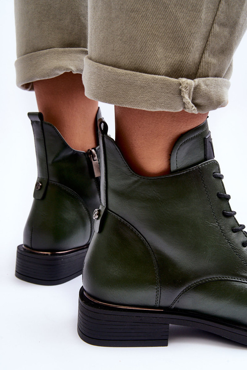 Kůže Dámské Boty Workery Zelené Tedrick