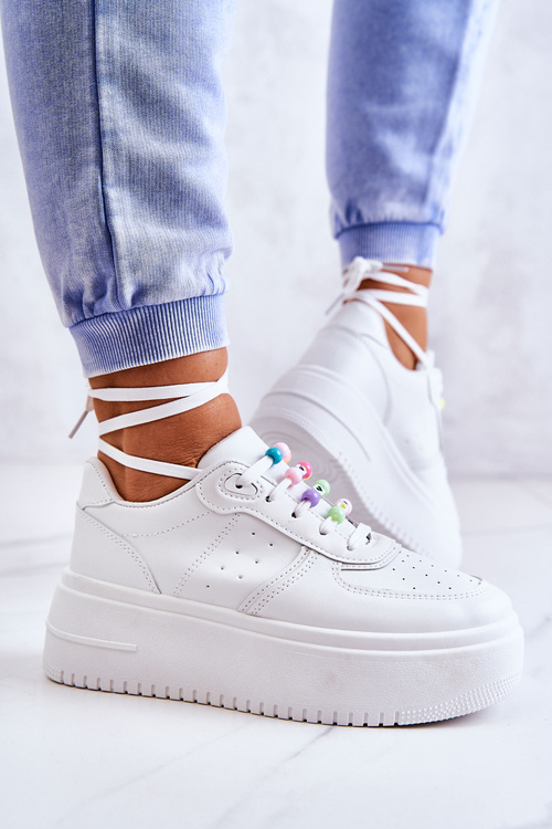 Dámske zviazané športové topánky tenisky biele Manila