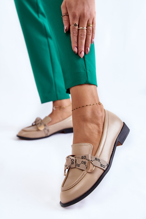 Dámske kožené mokasíny s béžovými dňami