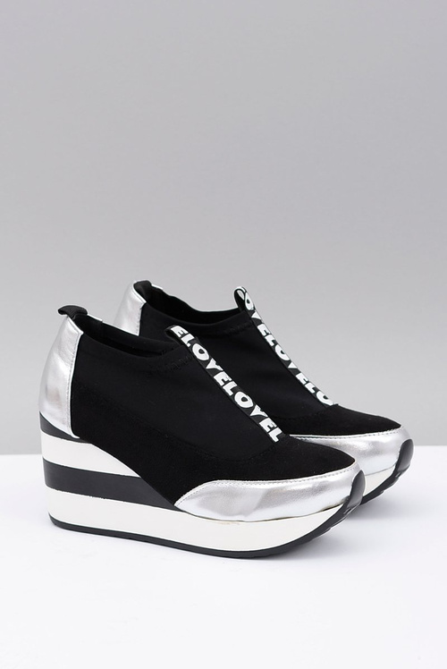 Lu Boo Czarne Sneakersy Na Koturnie Platforma Love Mitta