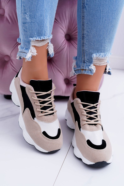 Dámske športové semišové topánky Beige Lollipop