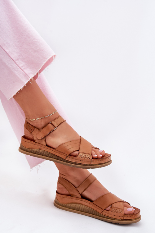 Kožené dámské sandály na platformě Maciejka L7064-04 hnědé