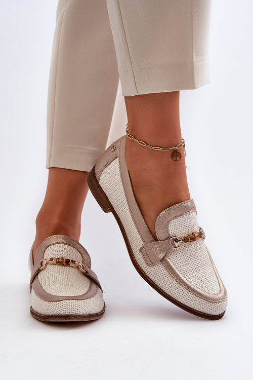 Kožené mokasíny s ozdobou Zlaté Maciejka 06442-25 Zlaté