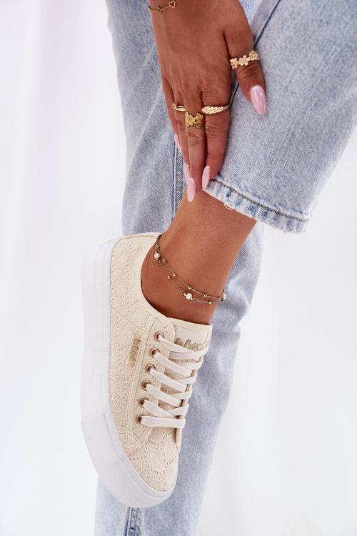 Dámské Tenisky S Krajkou Lee Cooper LCW-25-31-3440L Béžové