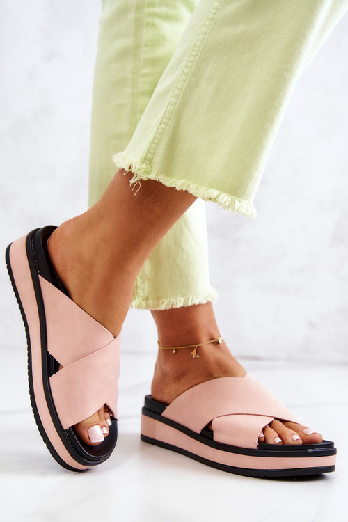 Kožené dámské pantofle Big Star JJ274722 Růžová