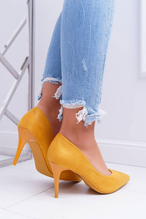 Dámské Lodičky Na Jehlovém Podpatku Semišové Žluté Cream
