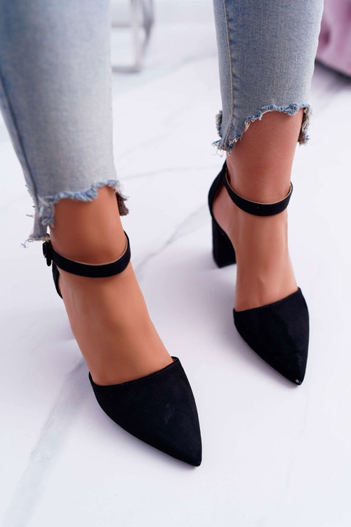 Dámské Lodičky Na Podpatku Semišové černé MadamStyle