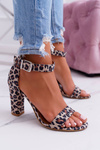 Dámské Sandály Na Podpatku Laura Messi 1760 Obilná Kůže Leopard Iliady
