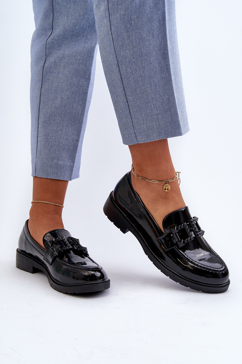 Lakované dámske mokasíny s ozdobou S.Barski HY371A