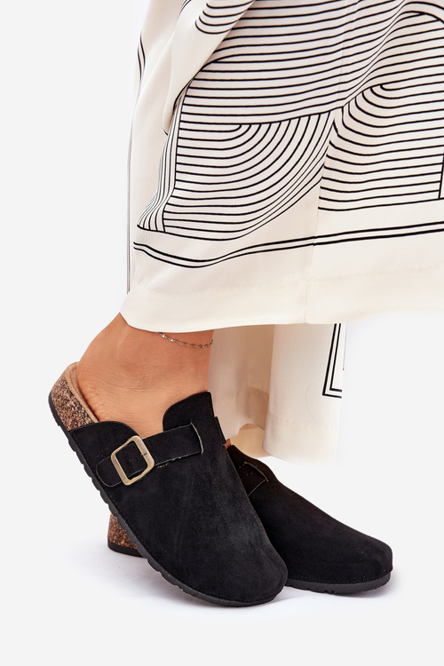 Dámské Pantofle a Na Platformě S Přezkou Černé Selio