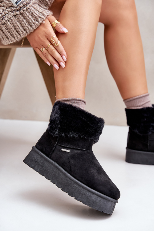 Sněhové boty na platformě s kožešinou Big Star OO274A108 Černé