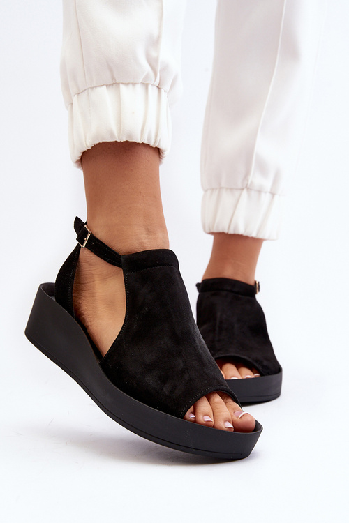 Zazoo 2914 Čierne dámske sandále zo semišu